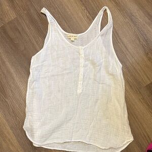 Cloth & Stone White Button-Front Tank Top